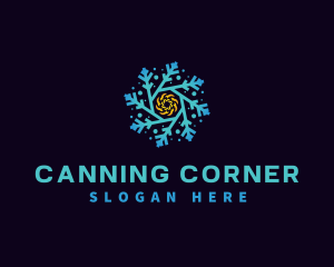 Snowflake HVAC Heating Cooling logo design