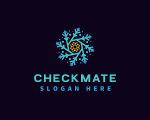 Snowflake HVAC Heating Cooling logo design