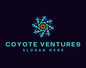 Snowflake HVAC Heating Cooling logo design