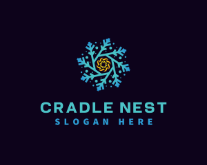 Snowflake HVAC Heating Cooling logo design