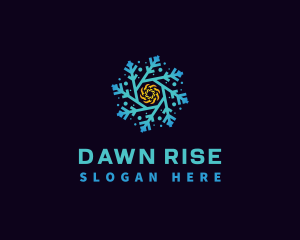 Snowflake HVAC Heating Cooling logo design