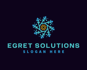 Snowflake HVAC Heating Cooling logo design