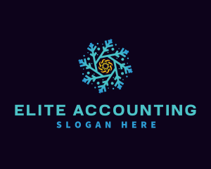 Snowflake HVAC Heating Cooling logo design