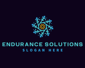 Snowflake HVAC Heating Cooling logo design