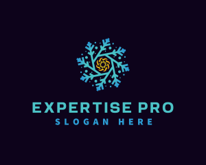 Snowflake HVAC Heating Cooling logo design