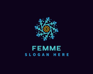 Snowflake HVAC Heating Cooling logo design