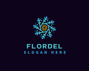 Snowflake HVAC Heating Cooling logo design