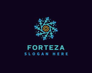 Snowflake HVAC Heating Cooling logo design