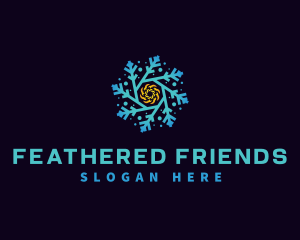 Snowflake HVAC Heating Cooling logo design