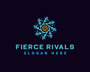 Snowflake HVAC Heating Cooling logo design