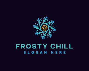 Freezer - Snowflake HVAC Heating Cooling logo design