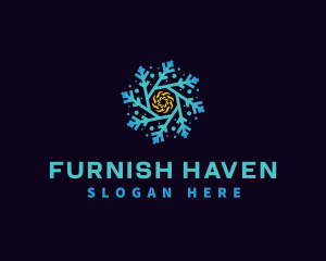 Snowflake HVAC Heating Cooling logo design