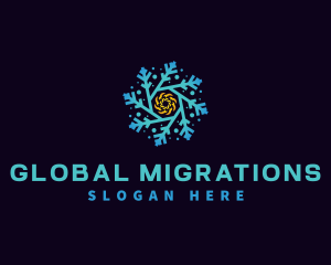 Snowflake HVAC Heating Cooling logo design