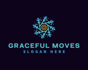 Snowflake HVAC Heating Cooling logo design