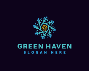 Snowflake HVAC Heating Cooling logo design