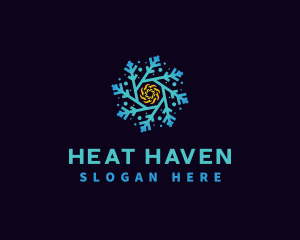 Snowflake HVAC Heating Cooling logo design