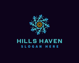 Snowflake HVAC Heating Cooling logo design