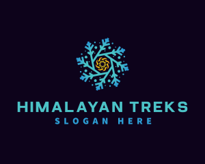 Snowflake HVAC Heating Cooling logo design