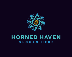 Snowflake HVAC Heating Cooling logo design