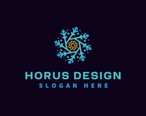 Snowflake HVAC Heating Cooling logo design