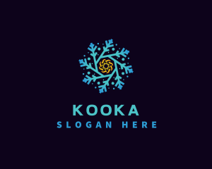 Snowflake HVAC Heating Cooling logo design