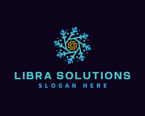 Snowflake HVAC Heating Cooling logo design