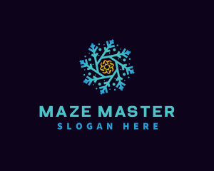 Snowflake HVAC Heating Cooling logo design