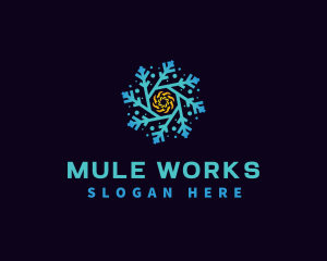 Snowflake HVAC Heating Cooling logo design