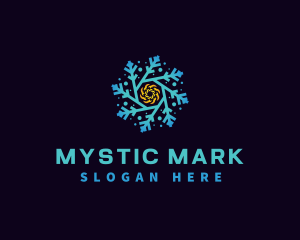 Snowflake HVAC Heating Cooling logo design