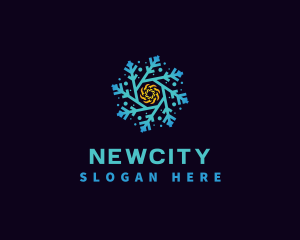 Snowflake HVAC Heating Cooling logo design