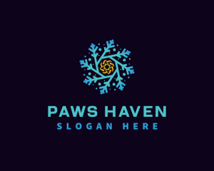 Snowflake HVAC Heating Cooling logo design