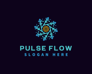 Snowflake HVAC Heating Cooling logo design