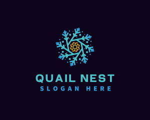 Snowflake HVAC Heating Cooling logo design