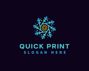 Snowflake HVAC Heating Cooling logo design