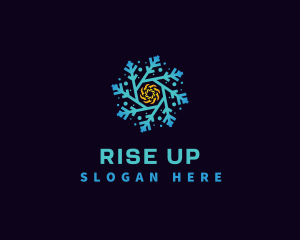 Snowflake HVAC Heating Cooling logo design