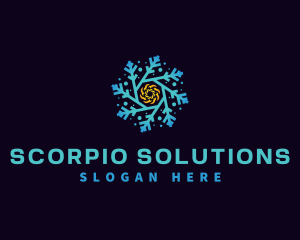 Snowflake HVAC Heating Cooling logo design