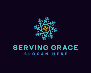 Snowflake HVAC Heating Cooling logo design