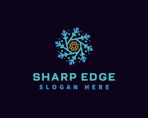 Snowflake HVAC Heating Cooling logo design