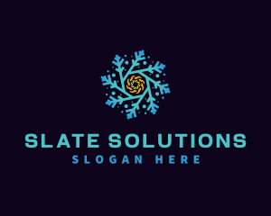 Snowflake HVAC Heating Cooling logo design