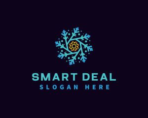 Snowflake HVAC Heating Cooling logo design