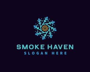 Snowflake HVAC Heating Cooling logo design