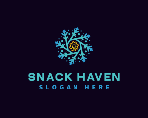 Snowflake HVAC Heating Cooling logo design