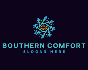 Snowflake HVAC Heating Cooling logo design