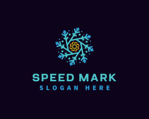 Snowflake HVAC Heating Cooling logo design