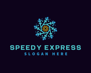 Snowflake HVAC Heating Cooling logo design