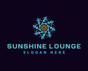 Snowflake HVAC Heating Cooling logo design