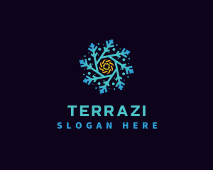 Snowflake HVAC Heating Cooling logo design