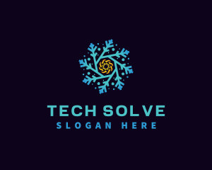 Snowflake HVAC Heating Cooling logo design