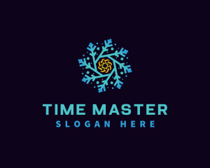 Snowflake HVAC Heating Cooling logo design