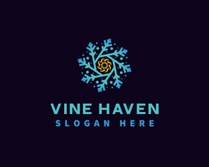 Snowflake HVAC Heating Cooling logo design